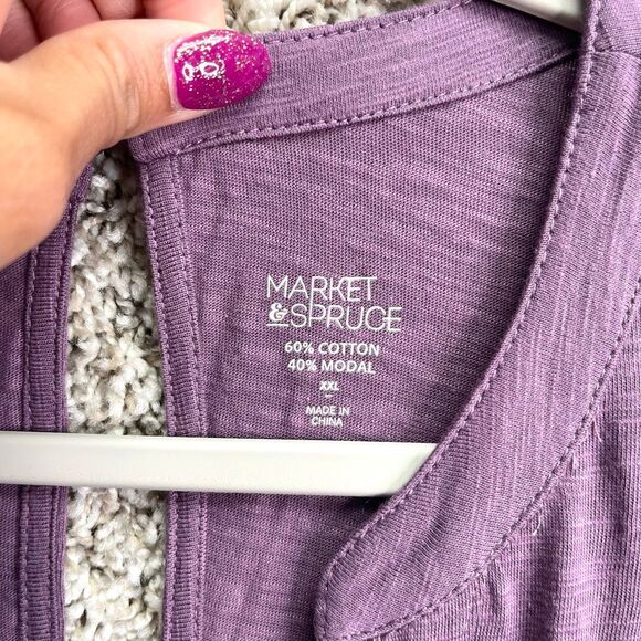 Market & Spruce Jumpsuit Women's XXL Paulie Slub Purple30 Waist Tie Cropped NWT - Picture 3 of 9